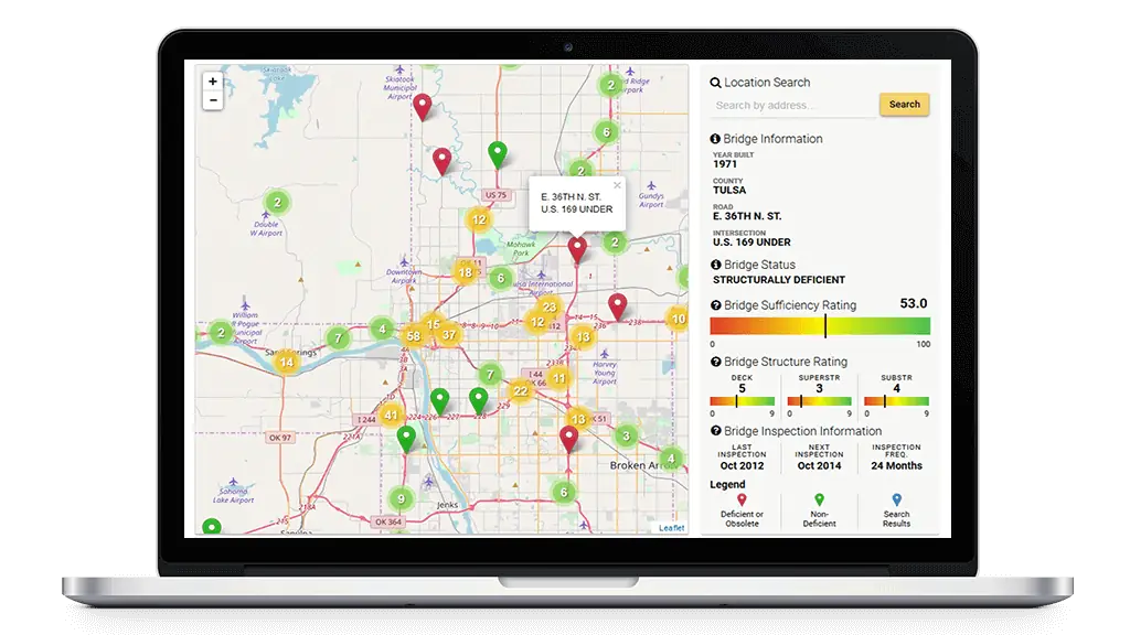 Screenshot of Oklahoma Bridge Tracker