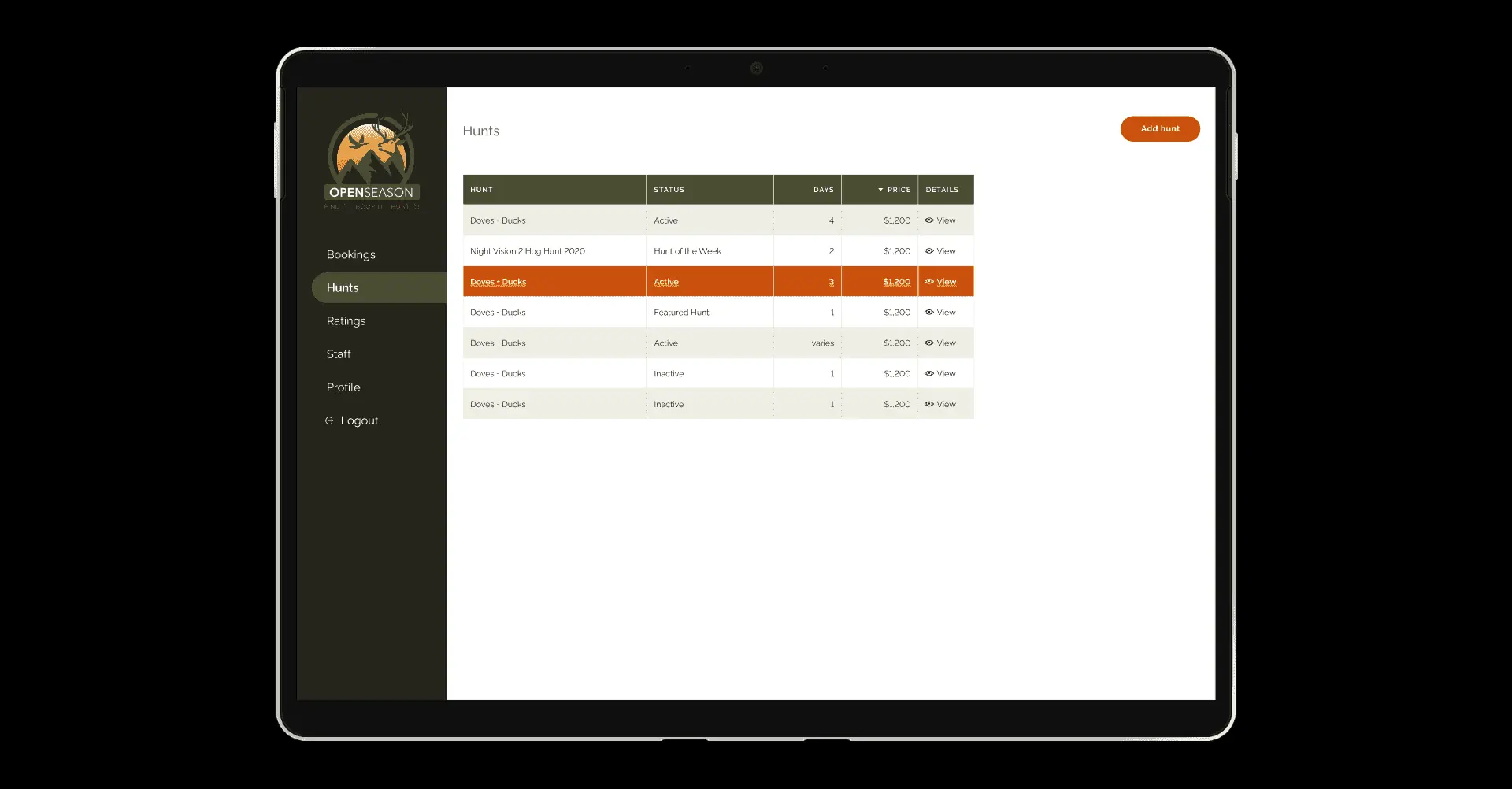 Screenshot of Outfitter app prototype