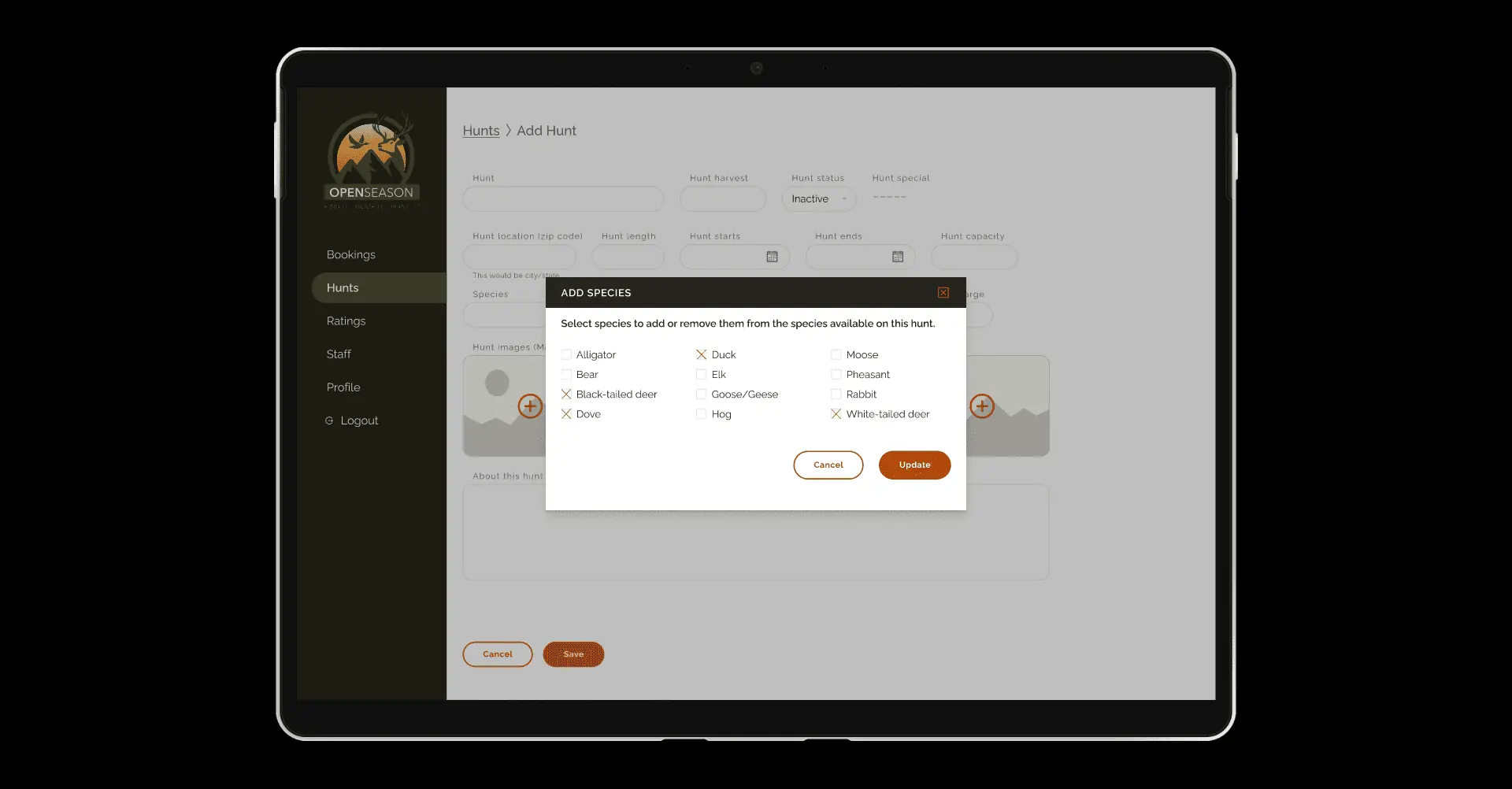 Screenshot of Outfitter app prototype