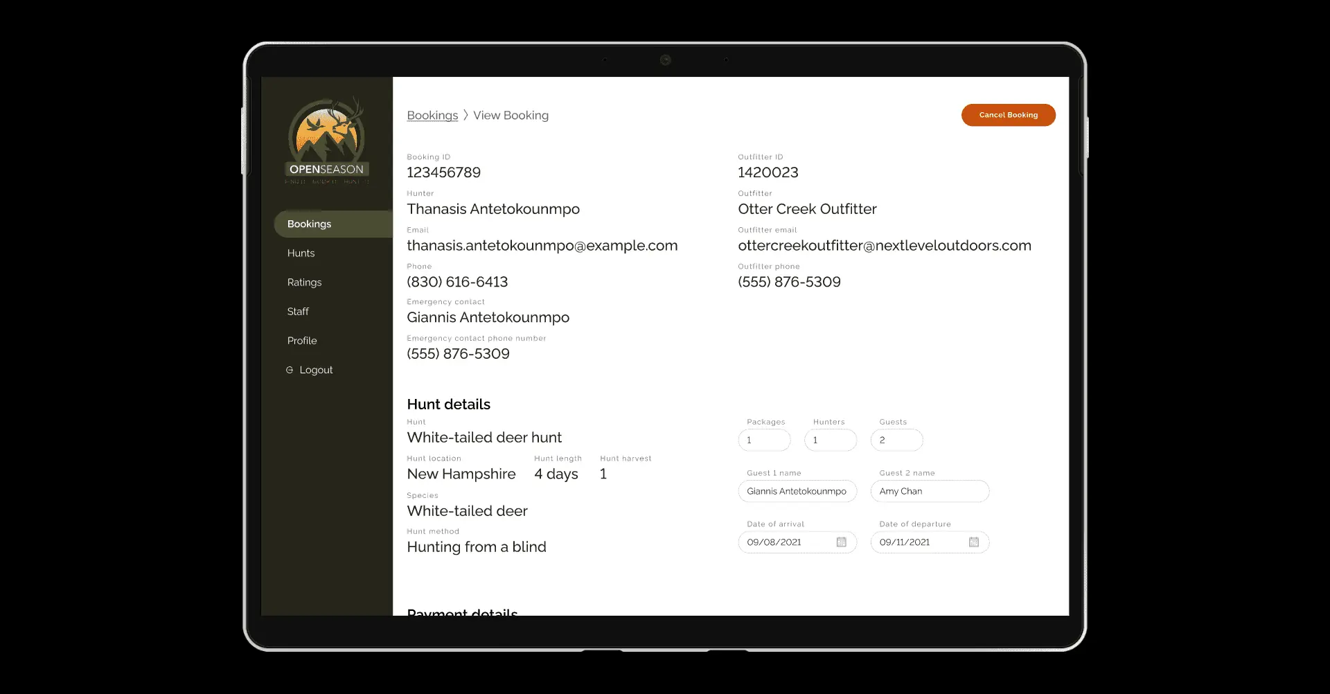 Screenshot of Outfitter app prototype