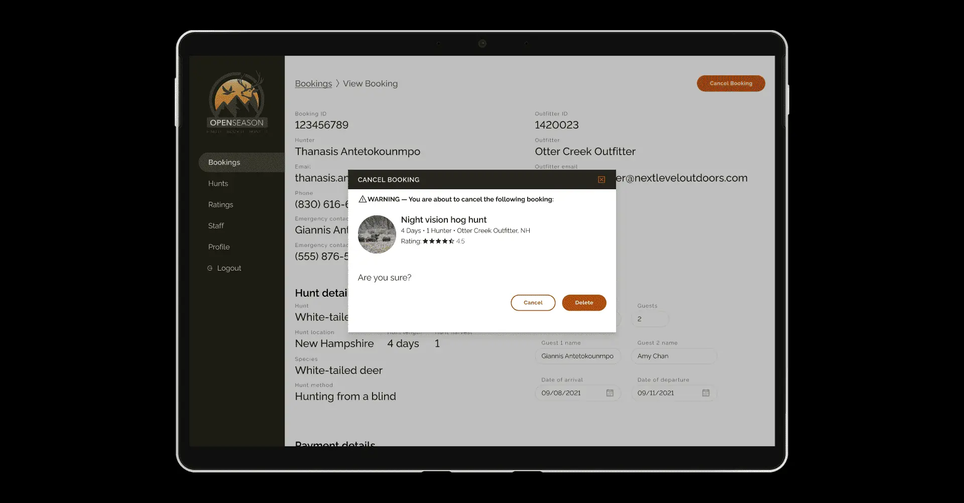 Screenshot of Outfitter app prototype