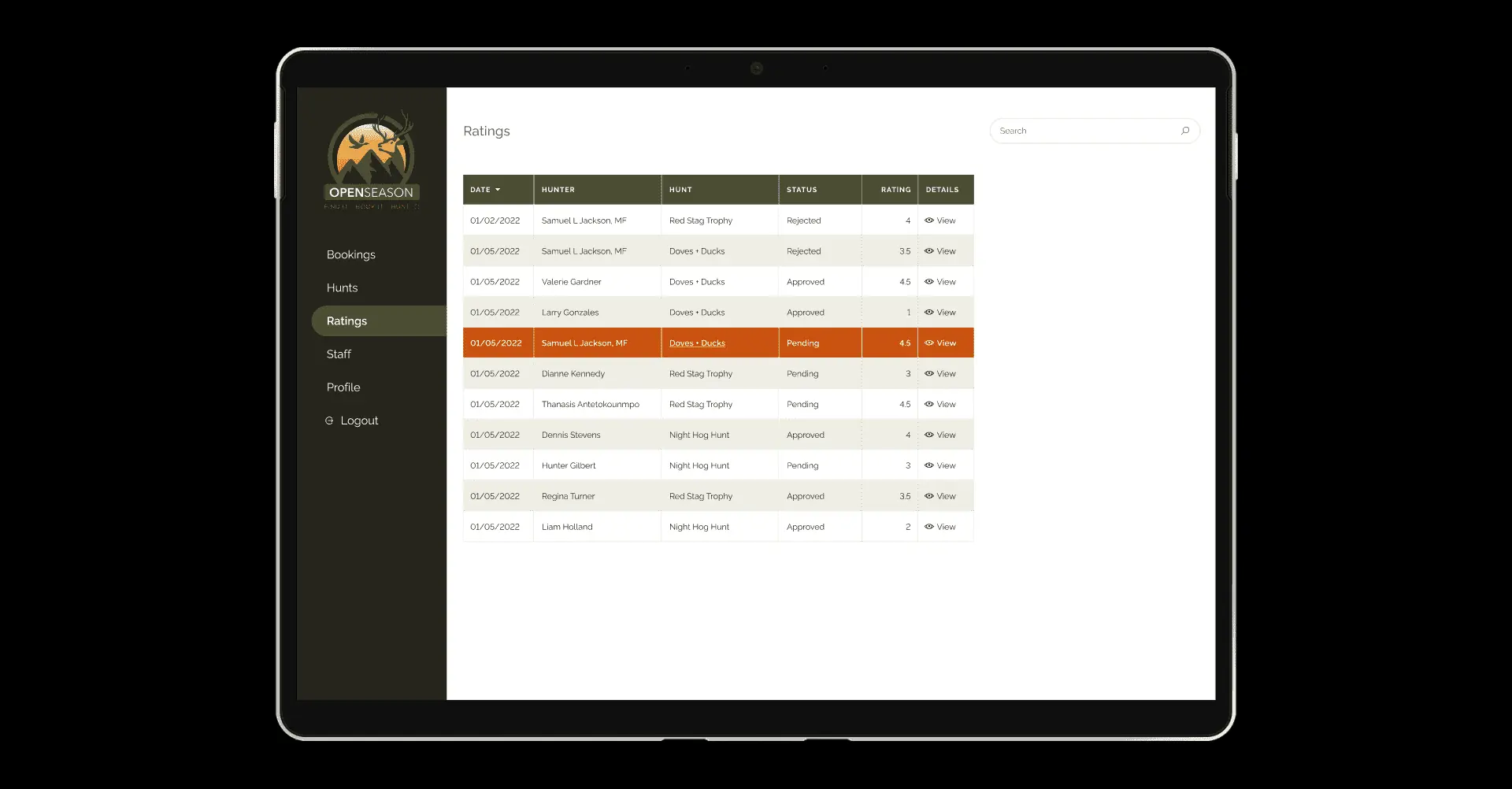 Screenshot of Outfitter app prototype