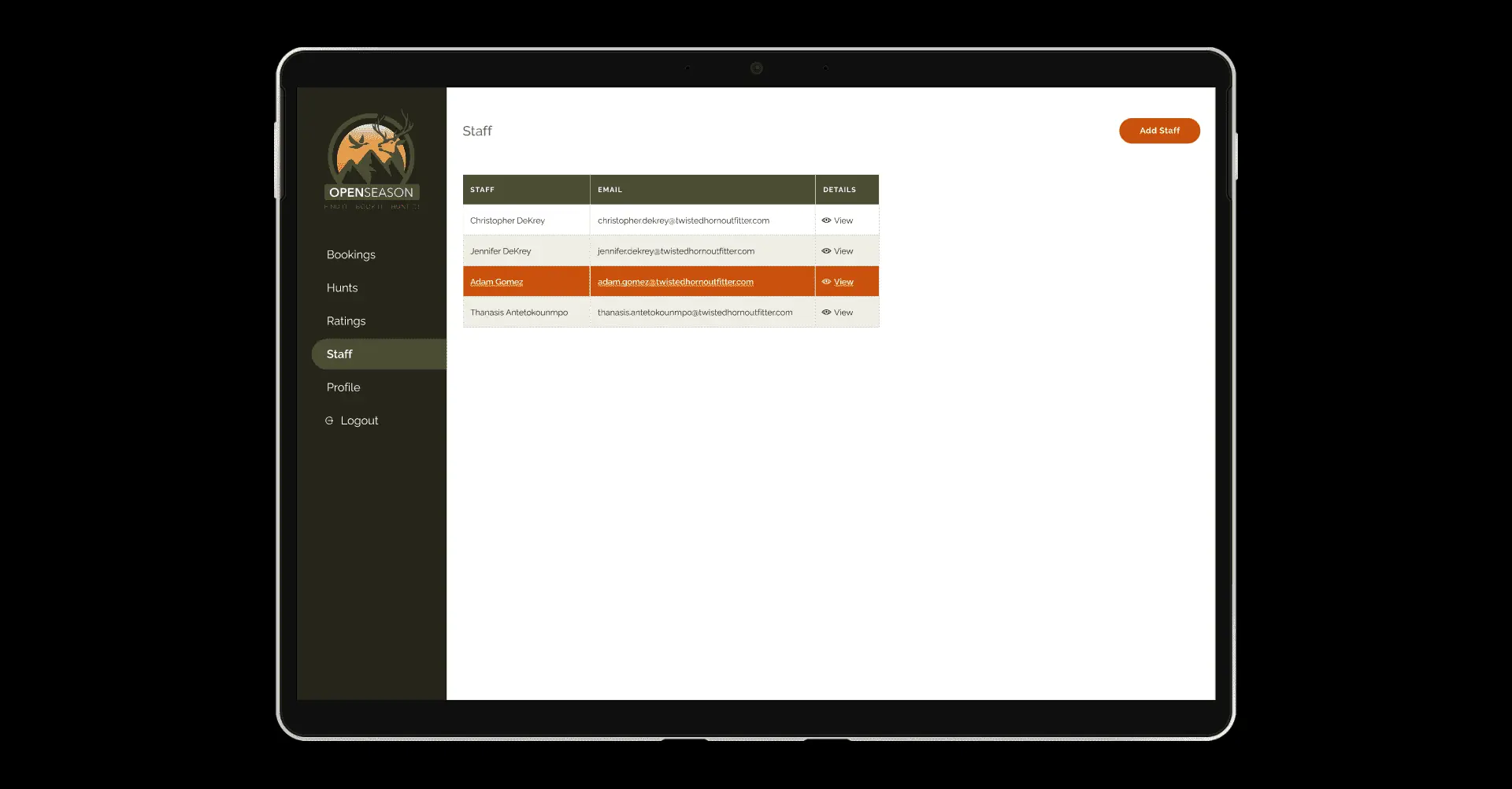 Screenshot of Outfitter app prototype