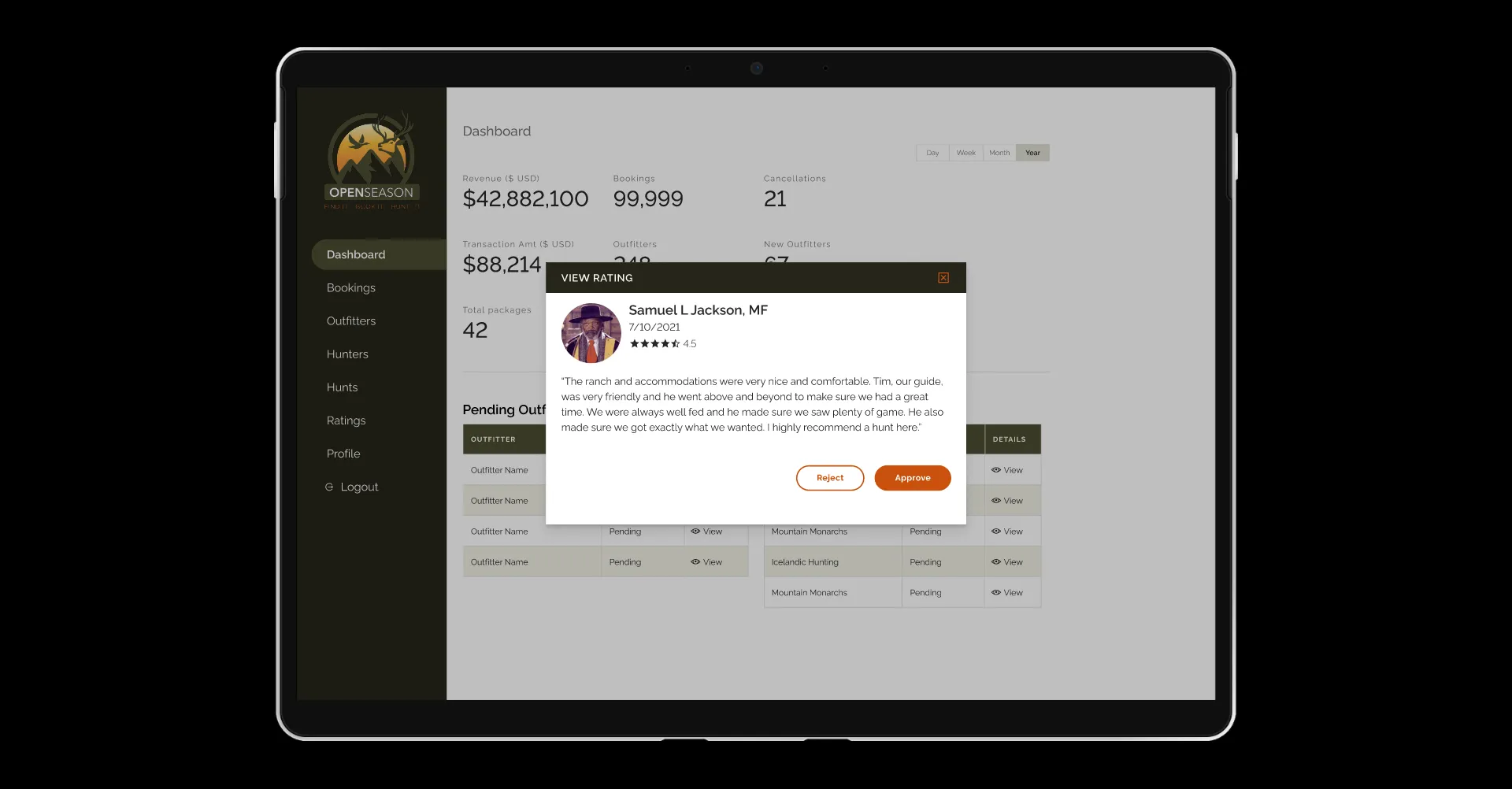 Screenshot of Admin app prototype