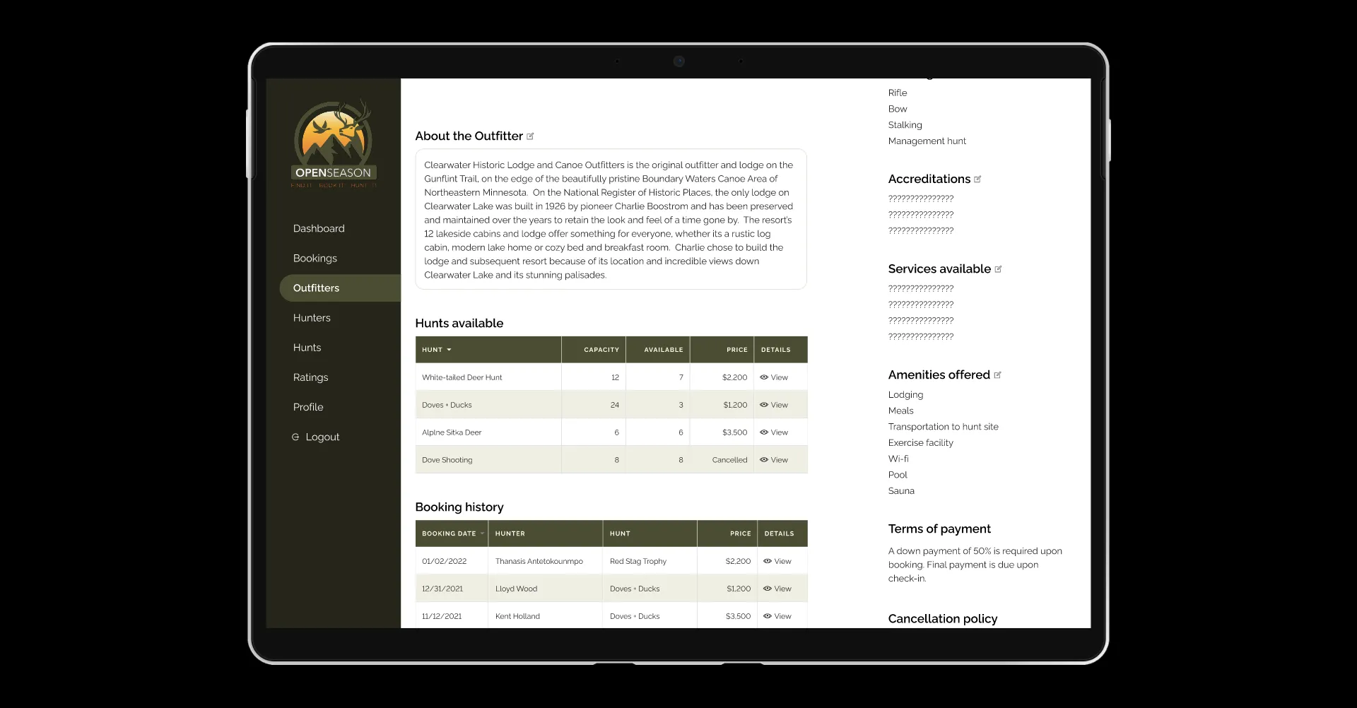 Screenshot of Admin app prototype