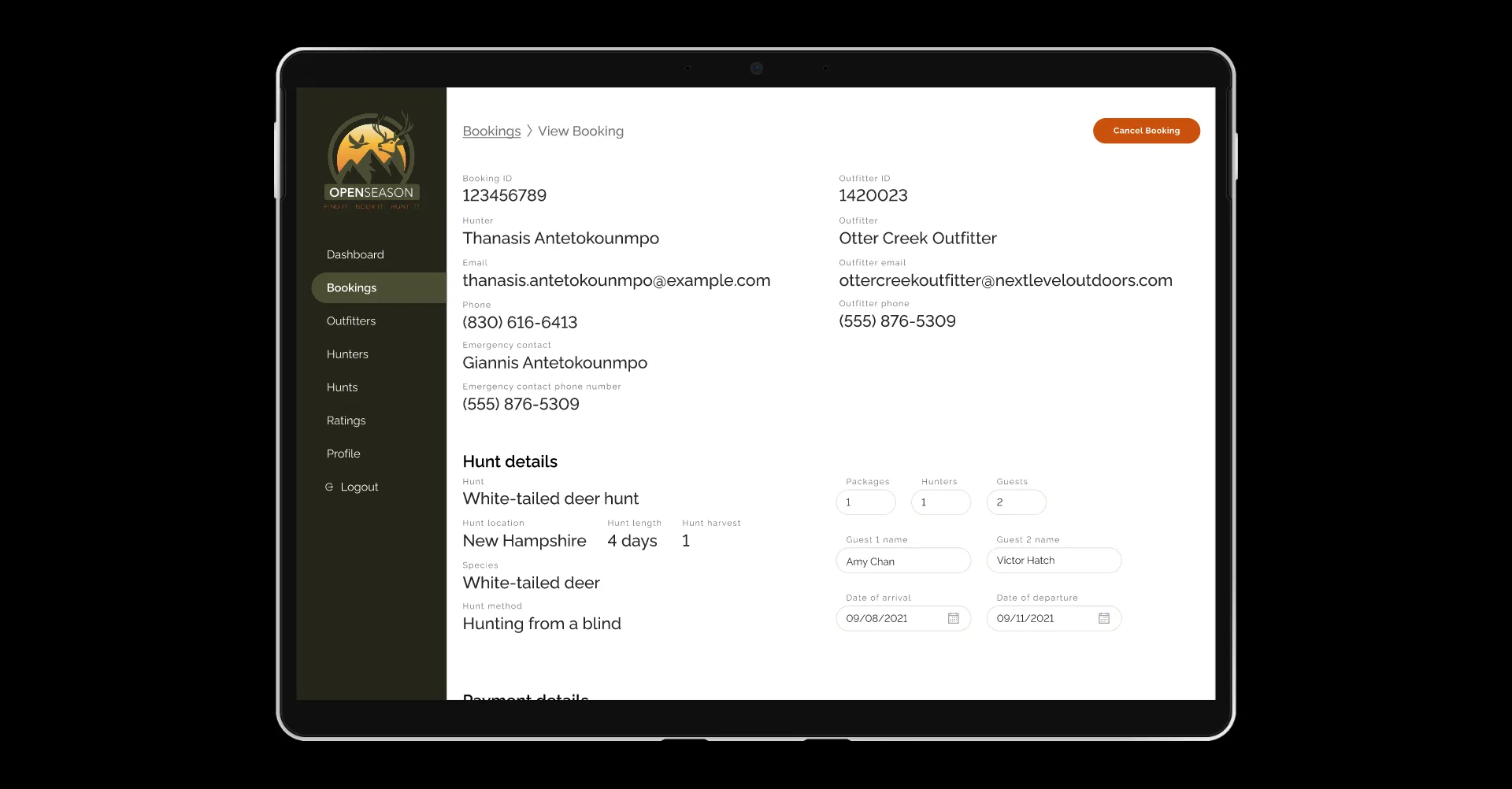 Screenshot of Admin app prototype