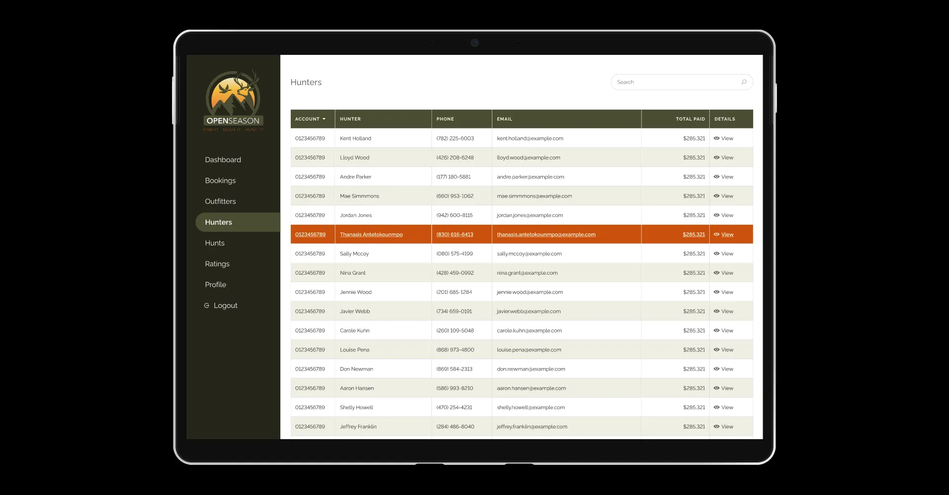 Screenshot of Admin app prototype