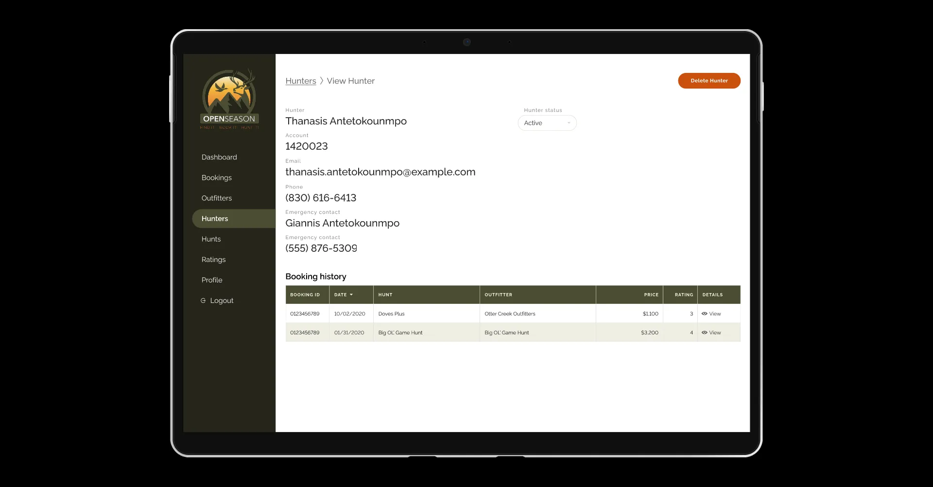 Screenshot of Admin app prototype