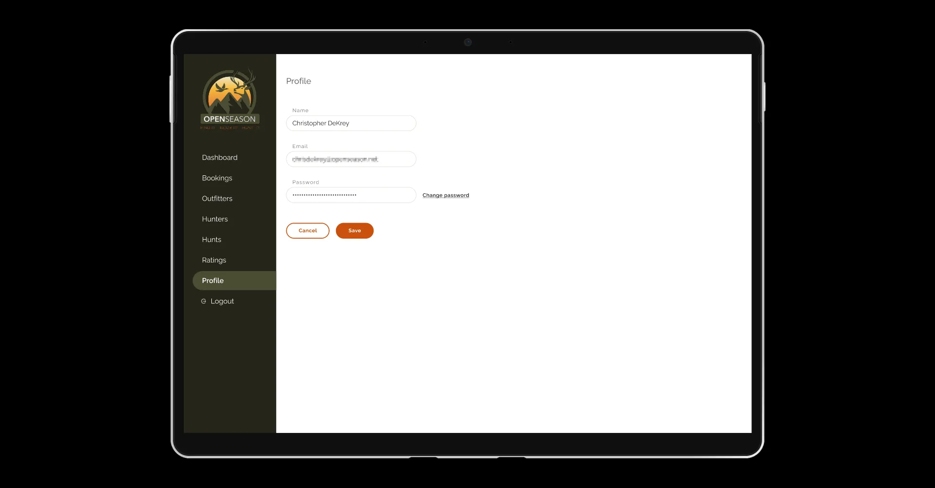 Screenshot of Admin app prototype